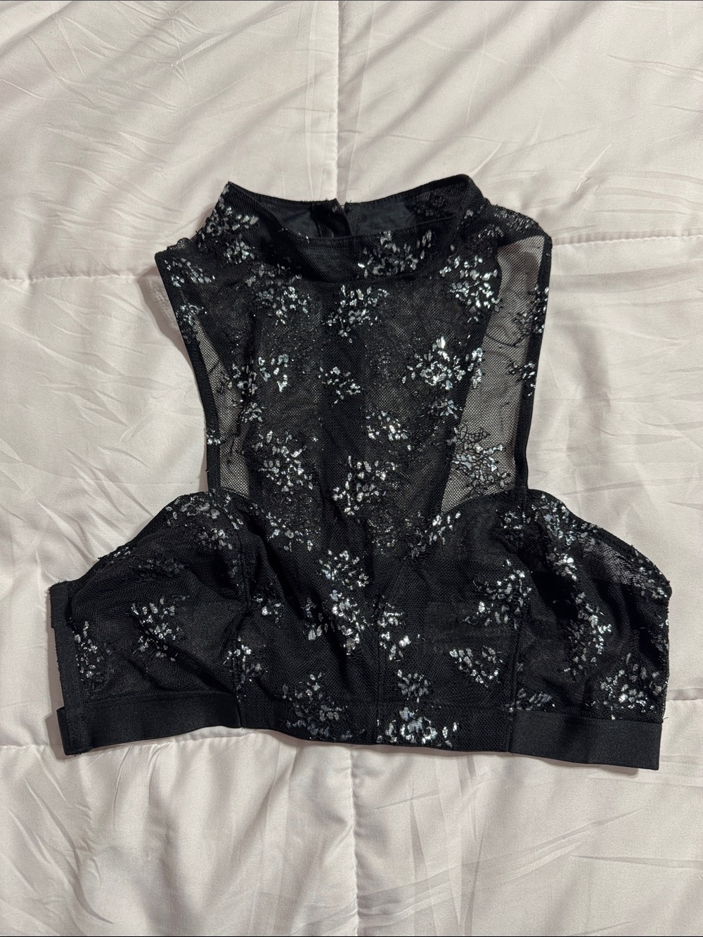 Victoria's Secret Black Floral Lace High-Neck Bralette